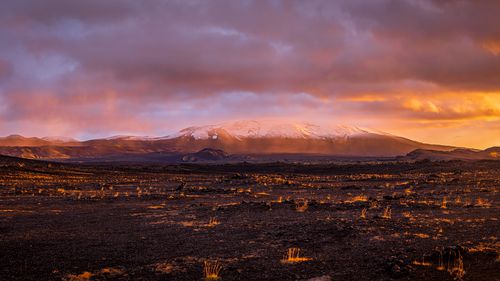 Hekla volcano at sunset
